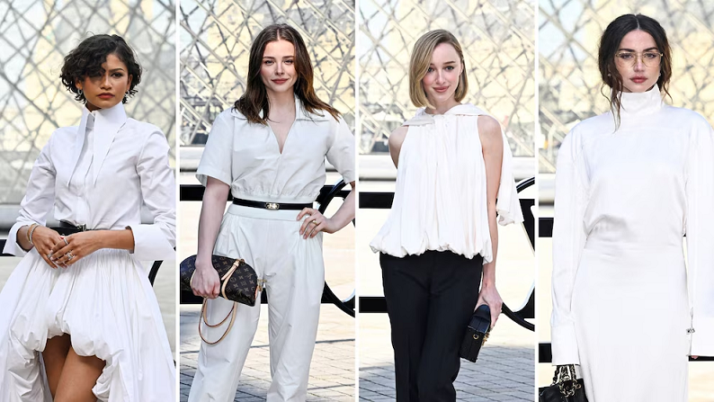 Celebridades deslumbran en el Louvre: texturas y metalizados en moda