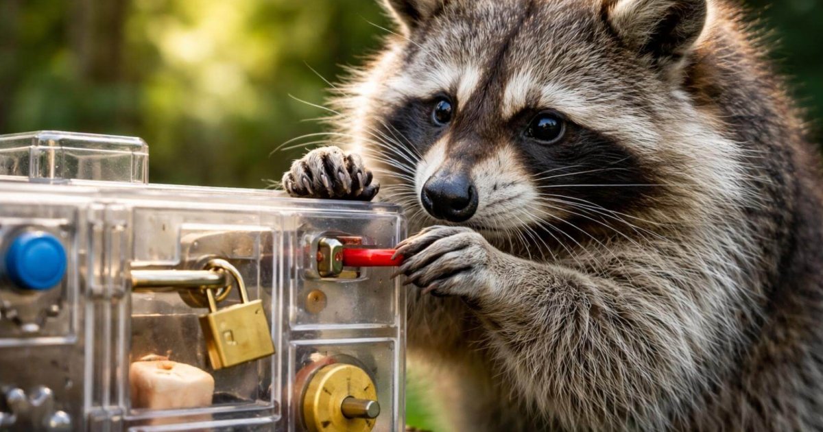 Mapaches resuelven puzzles por curiosidad, ¡sin comida!