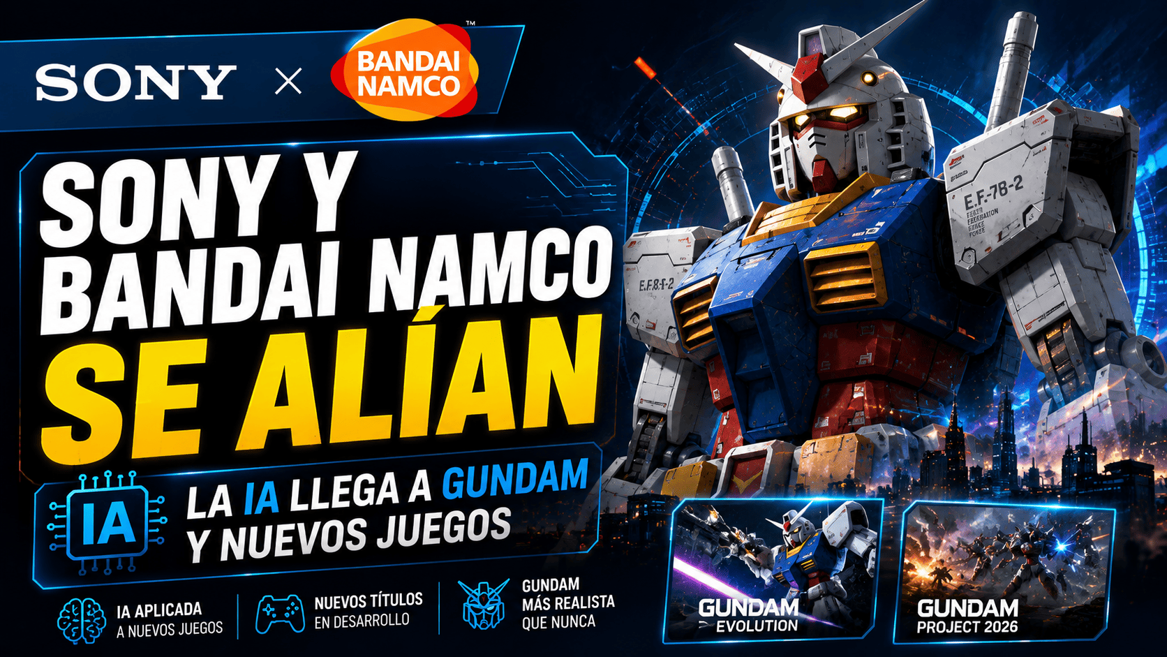 Sony y Bandai Namco: IA transforma Gundam y estrena juegos nuevos