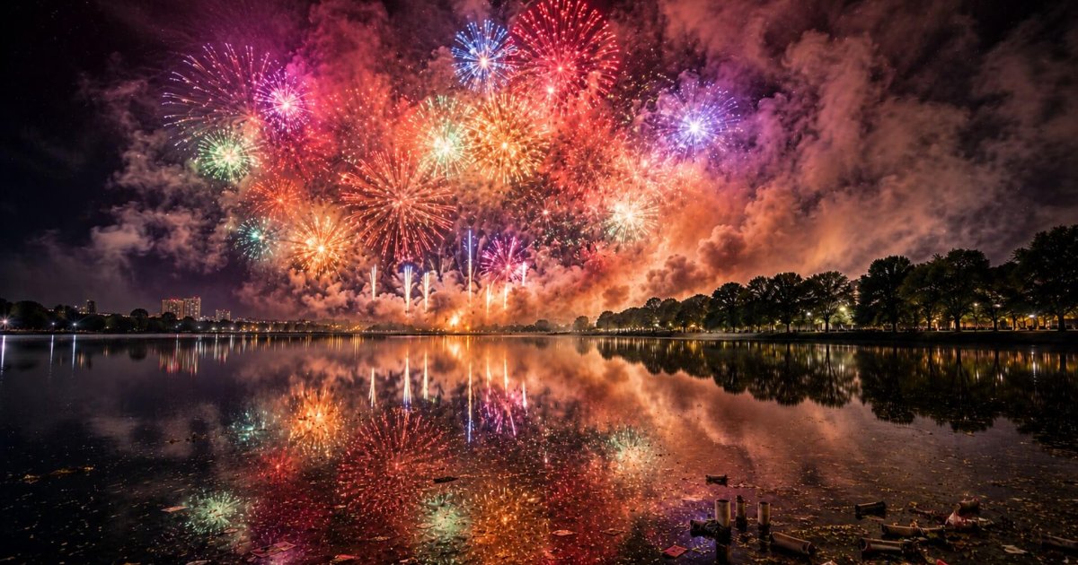 Fuegos artificiales: contaminación persistente tras el espectáculo