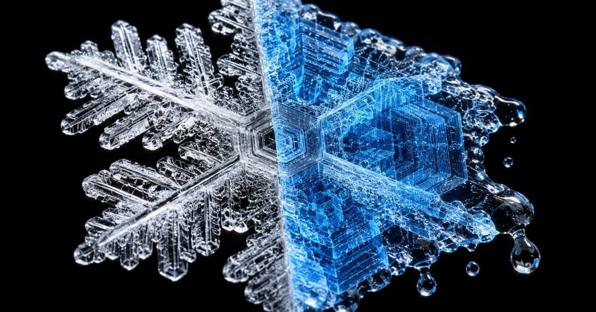 IA captura el derretimiento de un copo de nieve en 3D con asombroso detalle