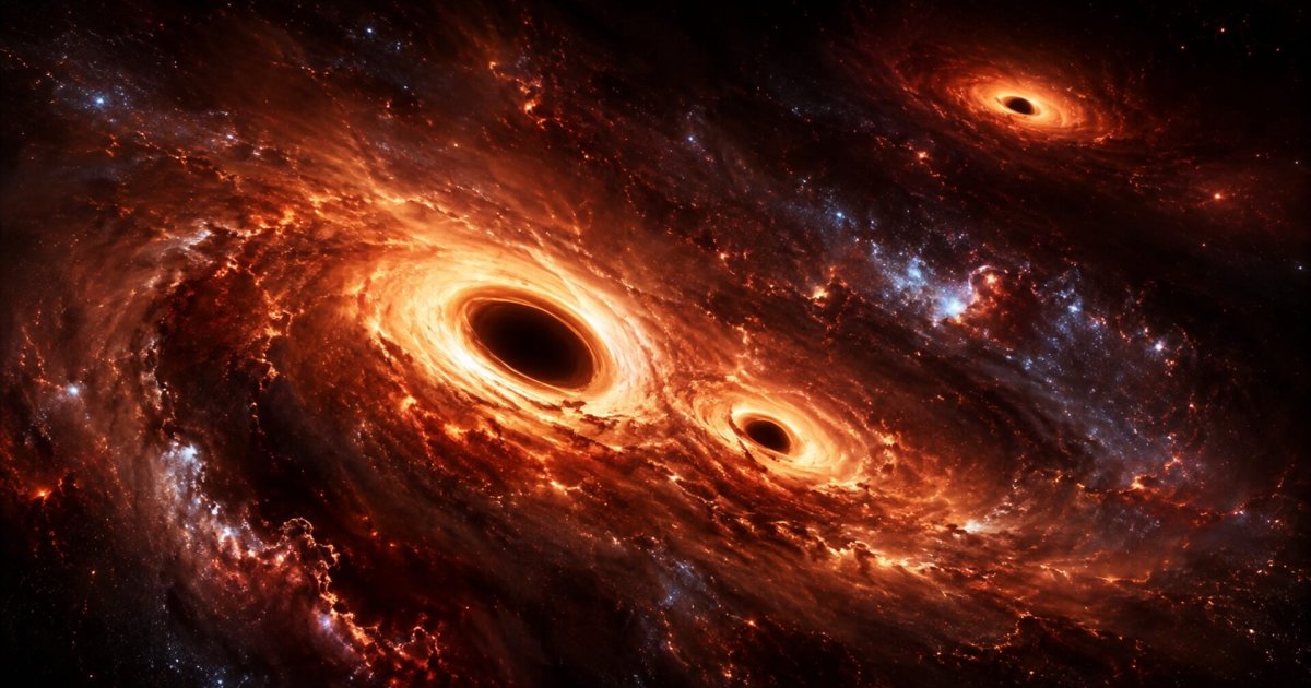 Agujeros negros masivos devoran materia en galaxia joven del universo