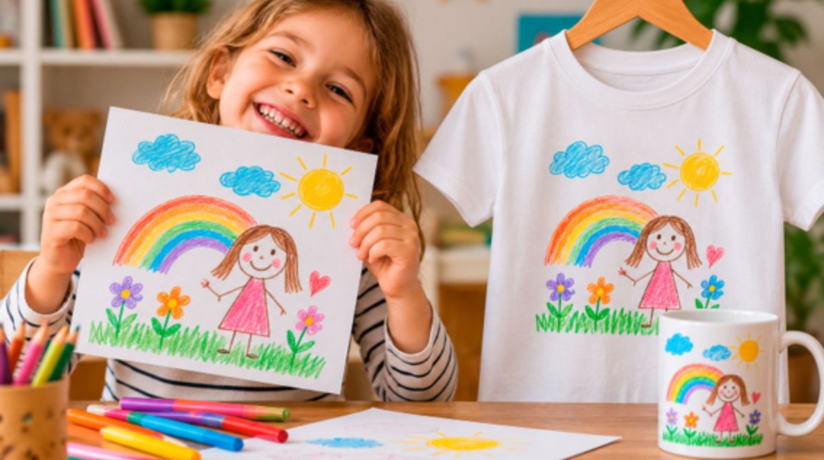 Dibuja camisetas y tazas personalizadas con arte infantil